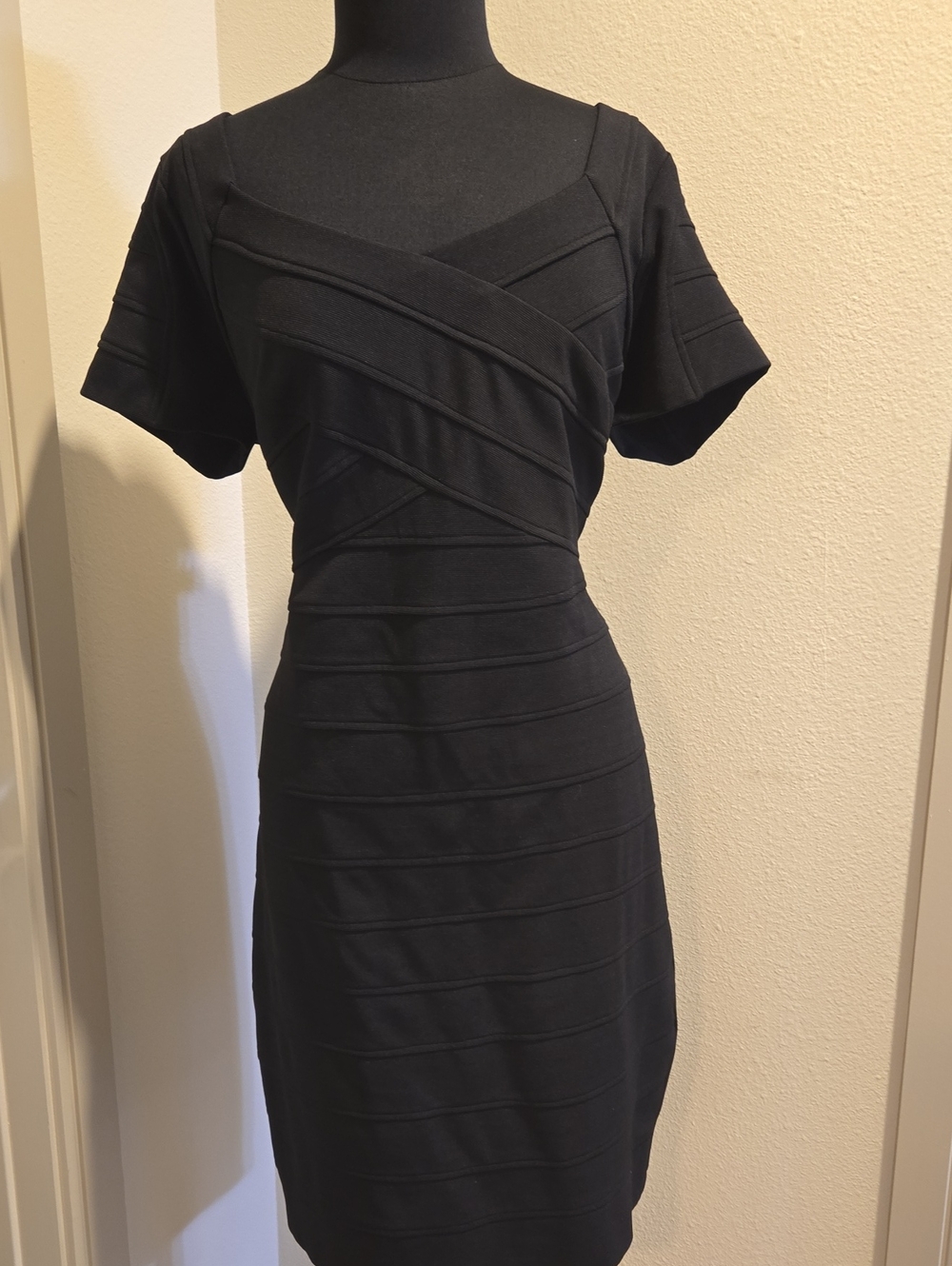 torrid Black Short-Sleeve Bandage Sheath Dress with Square Neck 18/20